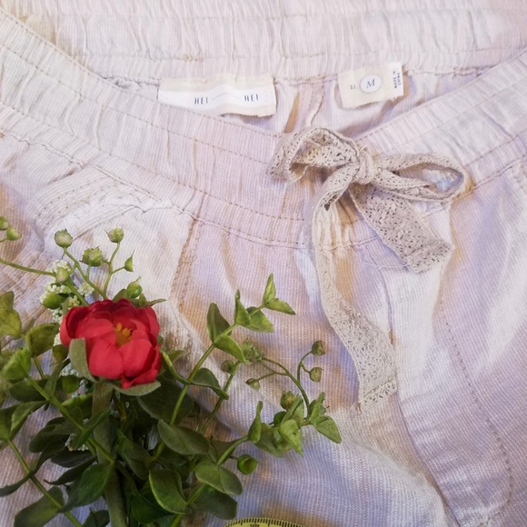 Anthropologie Hei Hei Linen Roll Up Pant Medium - Picture 4 of 7